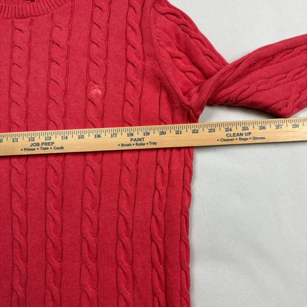 Brooks Brothers Mens Large Coral Pink Cable Knit Cotton Crewneck Sweater 42224